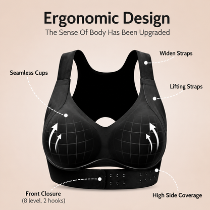 Cross Back Front Closure Wireless Posture Support Bra