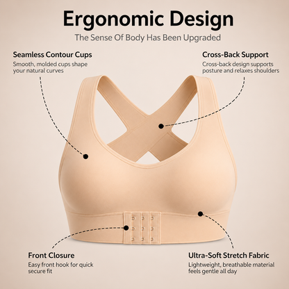 Cross Back Front Closure Wireless Posture Support Bra